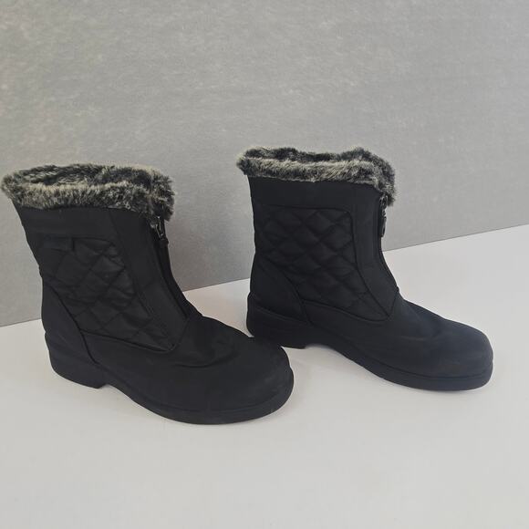 Women's Black Mid-Calf Fur Lined Zipper Boots - Medium - Picture 2 of 10